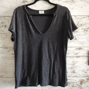 Gray Raw Edge T-Shirt